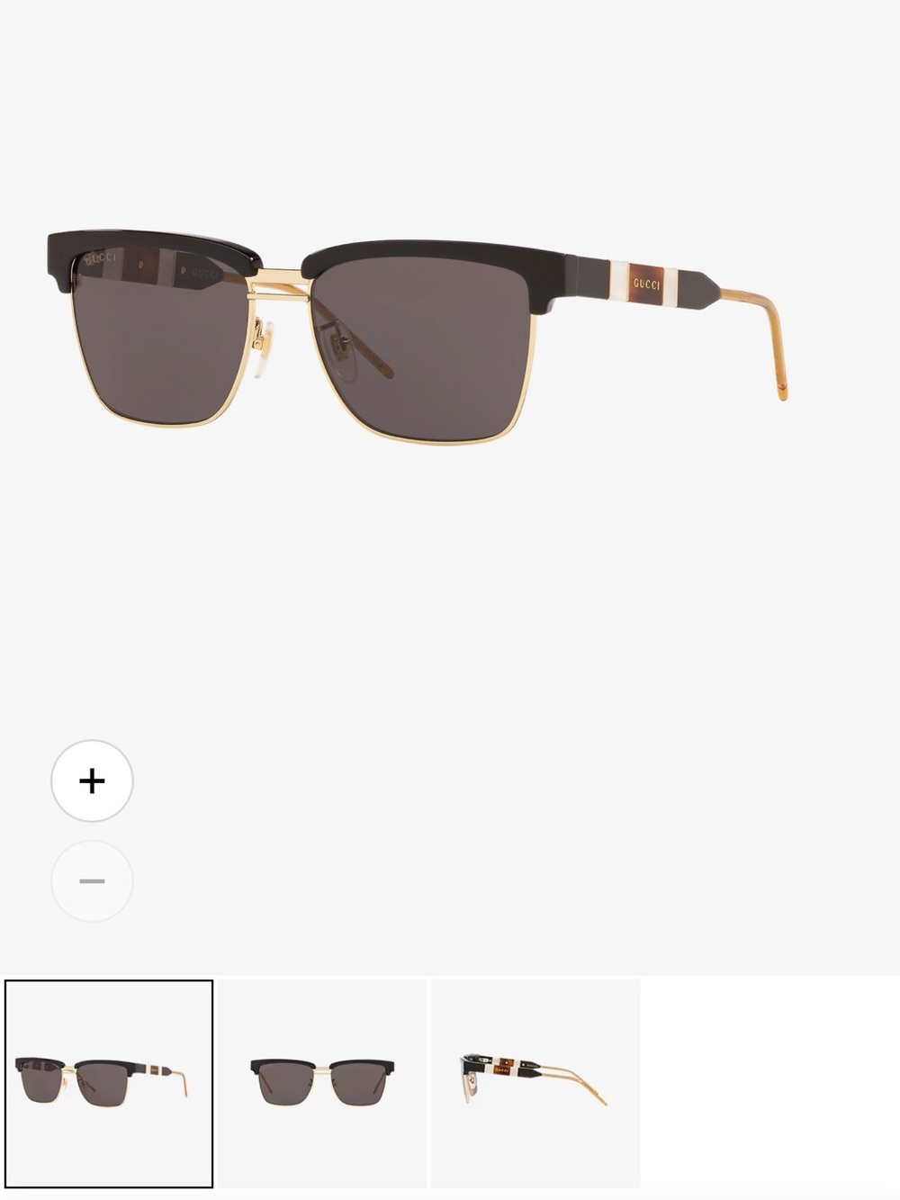 Gucci GG0241S 002 Square Web Sunglasses Gold/Black - Excellent Condition